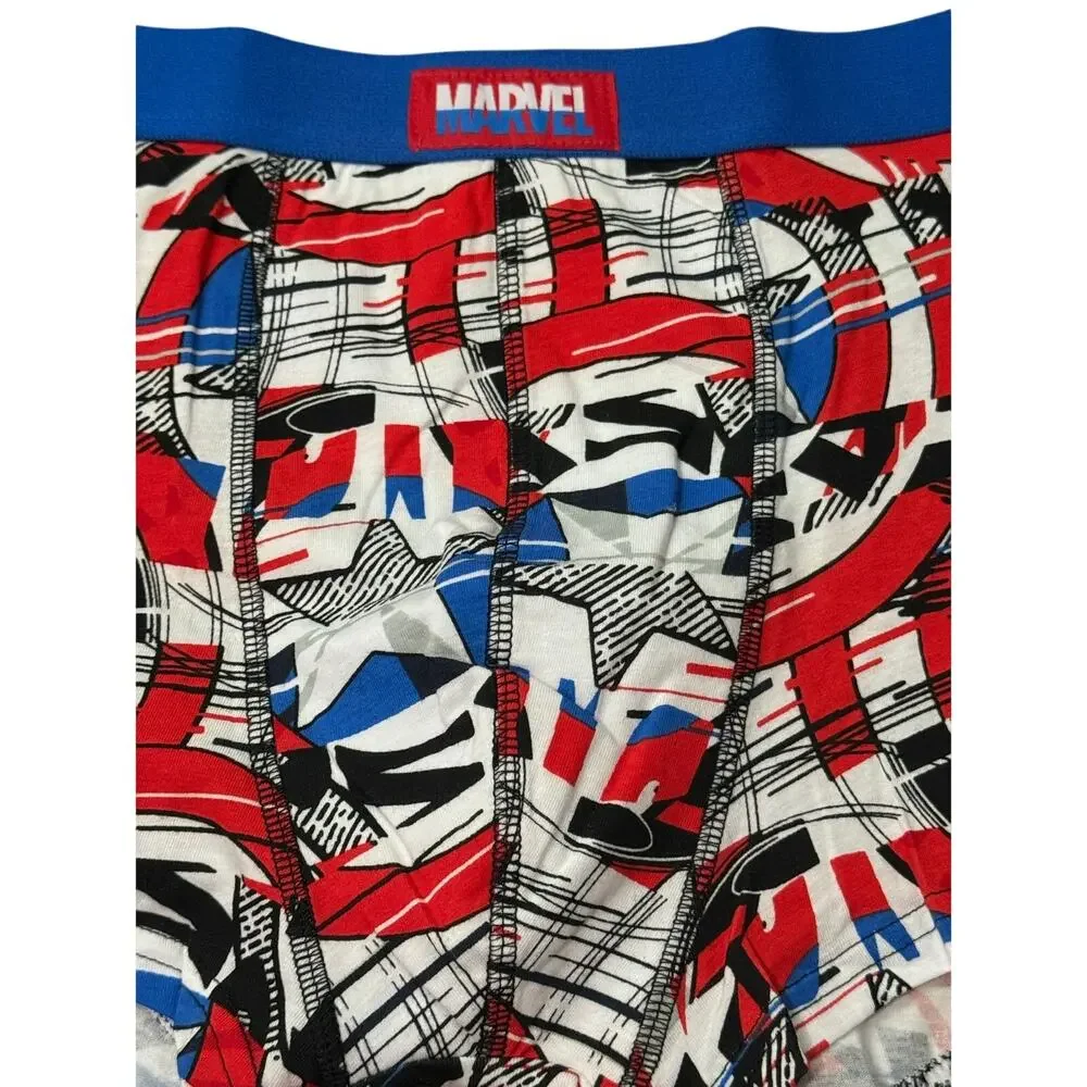 Marvel Captain America Allover Shield Short Boxer Briefs Mens Large